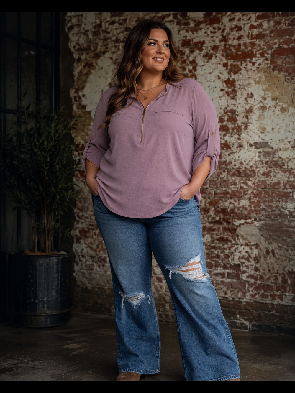 Plus-Size Distressed Wide-Leg Jeans in Medium Blue